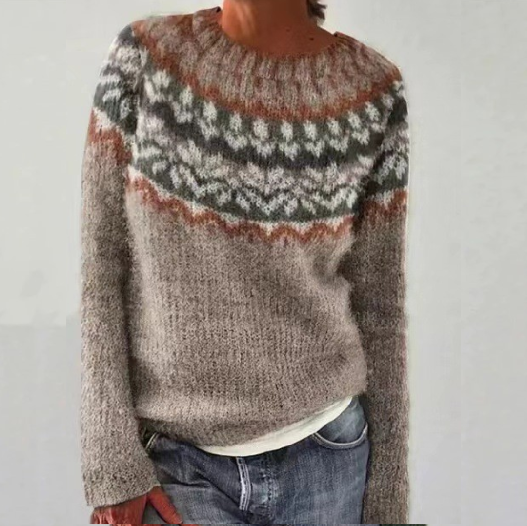 Pull Odile - Marron fleuri