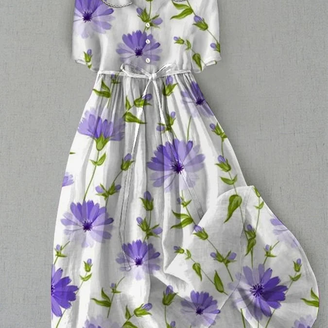 Amélie | Vestito elegante con fiori di lavanda